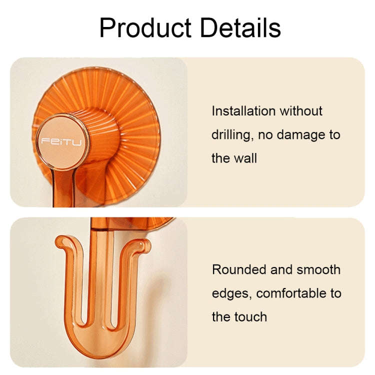 Bathroom Punch-Free Wall-Mounted Slipper Rack Transparent Hook Storage Rack(Orange)