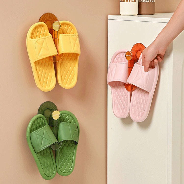Bathroom Punch-Free Wall-Mounted Slipper Rack Transparent Hook Storage Rack(White)