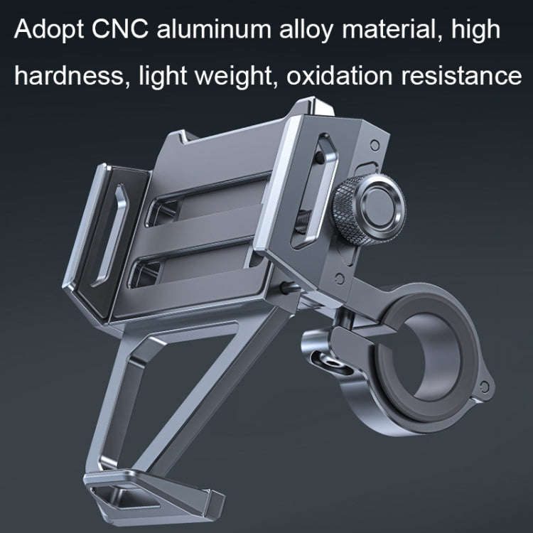 Aluminum Alloy Motorcycle Shockproof Mobile Phone Holder Bicycle Cycling Navigation Bracket(Silver)