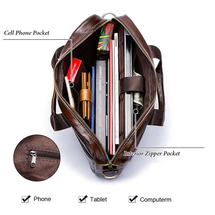 HUMERPAUL Men Leather Meter Bag Retro Messenger Bag Handbag Shoulder Bag(Black)