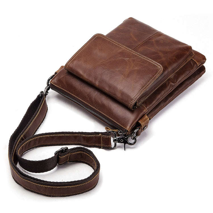 HUMERPAUL Men Crossbody Bag Retro Simple Backpack Leather Shoulder Bag(Yellow Brown)