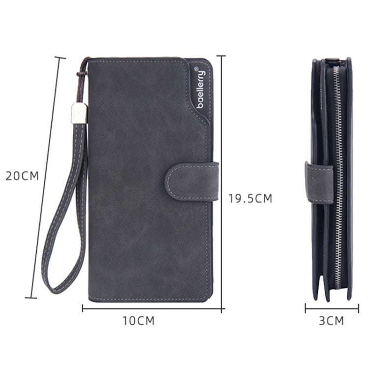 Baellerry Matte Leather Multi-card Slot Men Clutch Bag Zip Buckle Vintage Wallet(Grey)