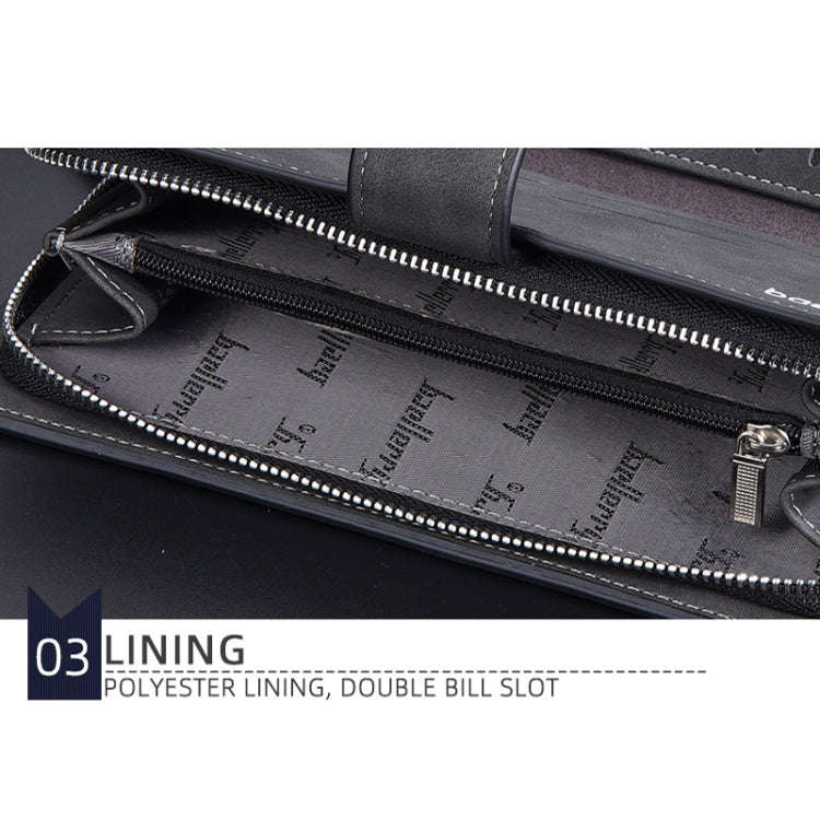 Baellerry Matte Leather Multi-card Slot Men Clutch Bag Zip Buckle Vintage Wallet(Black)