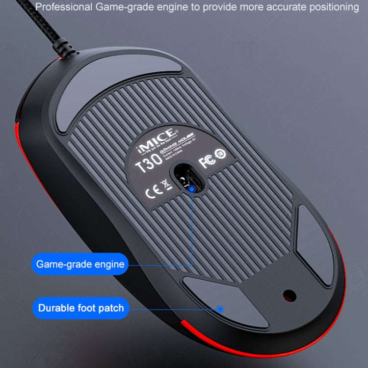 IMICE T30 Wired E-Sports Gaming Mouse LED Luminous Colorful Programmable 6D Mouse(Black)