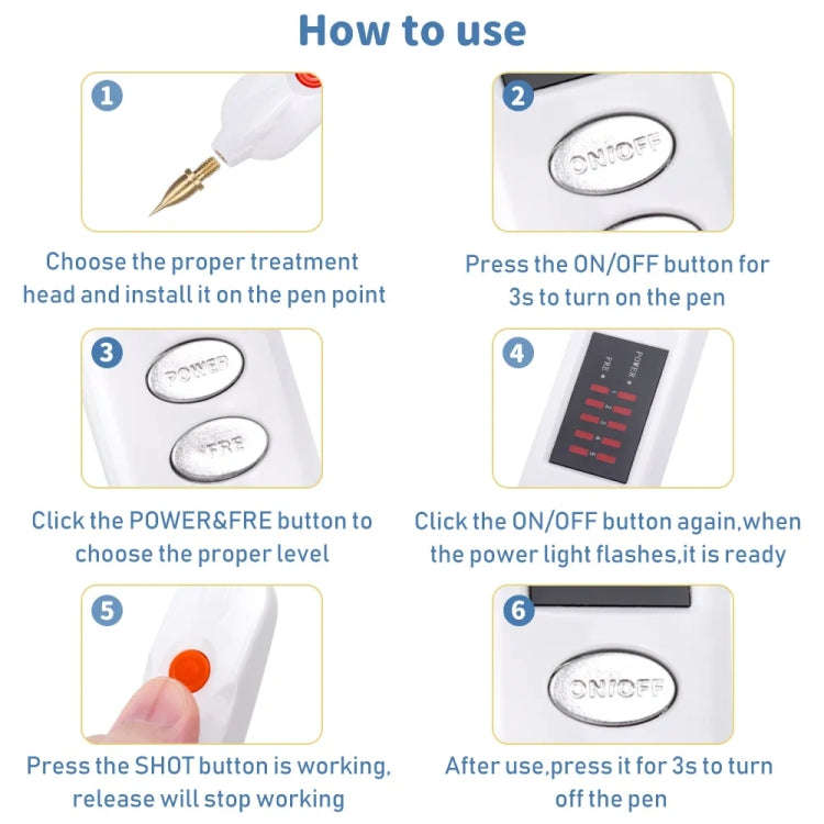 Spot Mole Pen Spot Removal Instrument Home Beauty Instrument, Spec: Charging Model EU Plug(White)