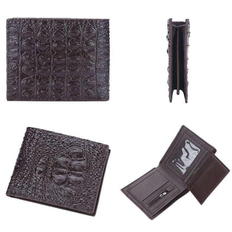 Baellerry Crocodile Print Men Short Wallet Vintage Multi-card Slot Coin Purse(Brown Back)