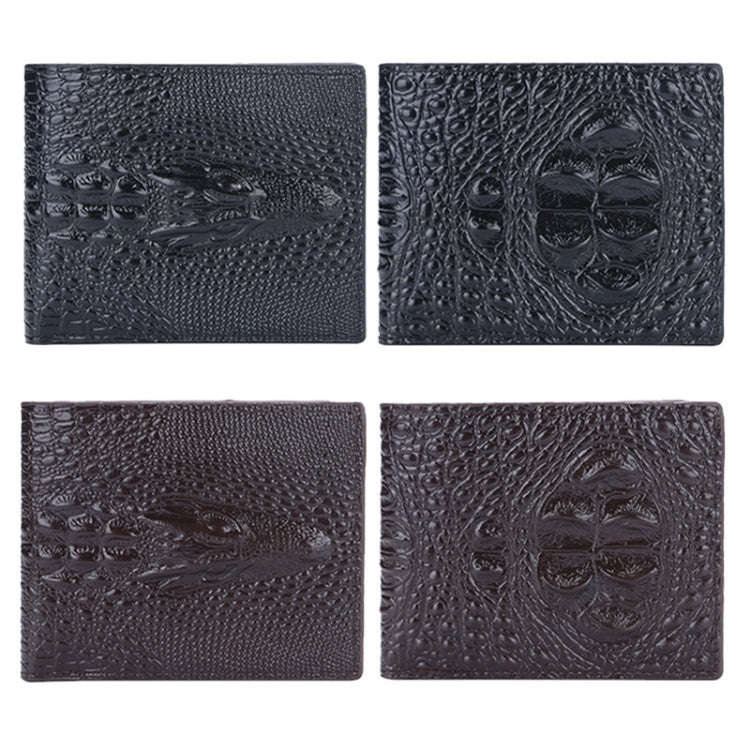 Baellerry Crocodile Print Men Short Wallet Vintage Multi-card Slot Coin Purse(Brown Back)