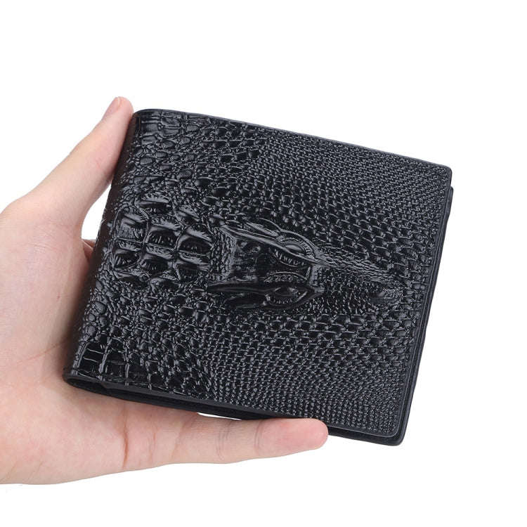 Baellerry Crocodile Print Men Short Wallet Vintage Multi-card Slot Coin Purse(Brown Back)