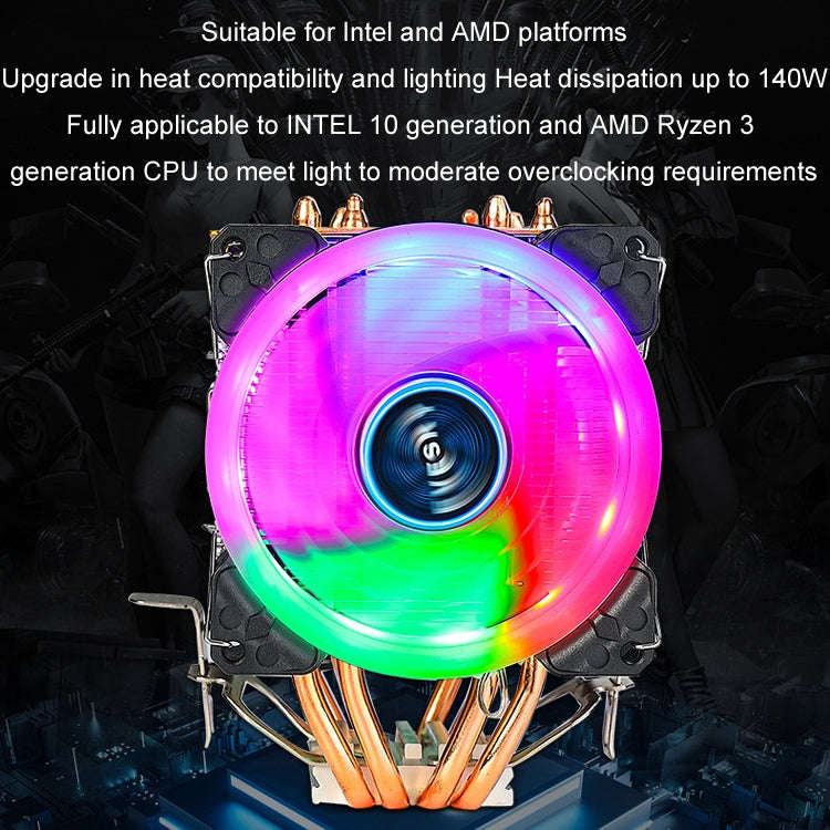 EVESKY 600 Desktop Computer 4 Copper Tube Mute CPU Cooling Fan, Color: Single Fan Without Light