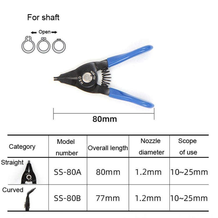 HSD SS-80A Outer For Shaft Straight  10-25mm Compact Spring-Loaded Pliers Retaining Ring Pliers