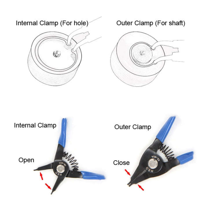 HSD SB-80A Internal For Hole Straight  10-25mm Compact Spring-Loaded Pliers Retaining Ring Pliers