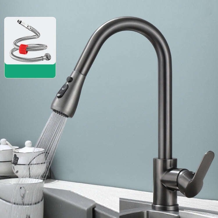 Kitchen Pull-out Universal Telescopic Hot & Cold Water Faucet, Specification: Copper Gray Plated