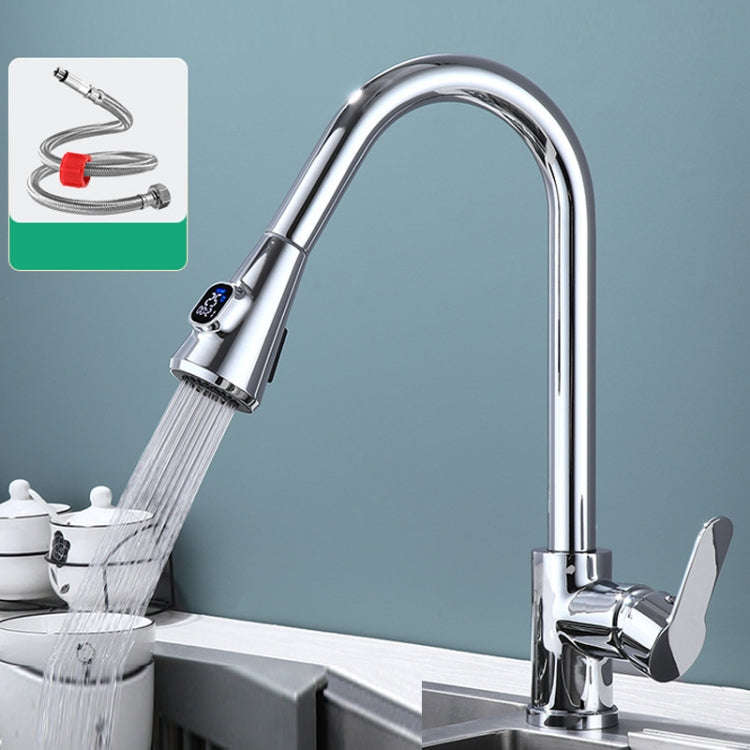 Kitchen Pull-out Universal Telescopic Hot & Cold Water Faucet, Specification: Copper Digital Disp...