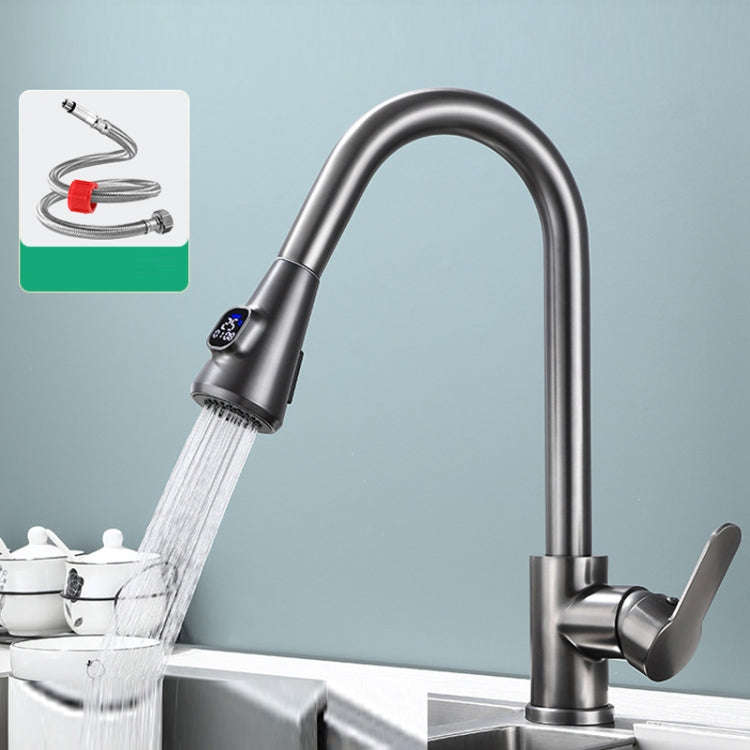 Kitchen Pull-out Universal Telescopic Hot & Cold Water Faucet, Specification: Copper Digital Disp...