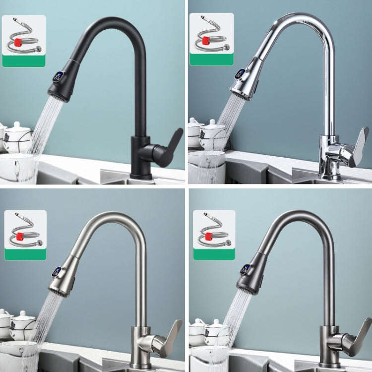 Kitchen Pull-out Universal Telescopic Hot & Cold Water Faucet, Specification: Copper Digital Disp...