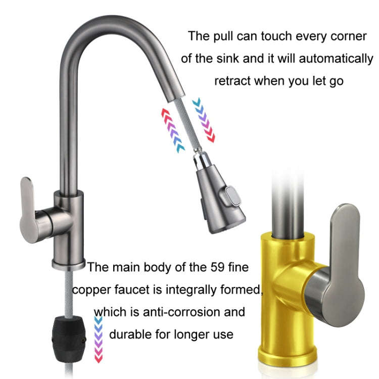 Kitchen Pull-out Universal Telescopic Hot & Cold Water Faucet, Specification: Copper Plating