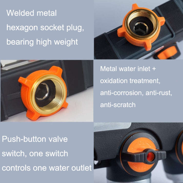 Garden Irrigation And Watering One Pass Two Faucet Water Divider With Plastic Adapter