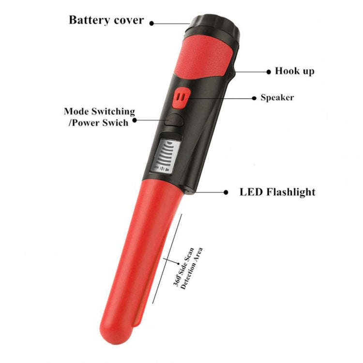 Handheld Metal Detector LCD Display Gold Treasure Hunter with Flashlight(Red)