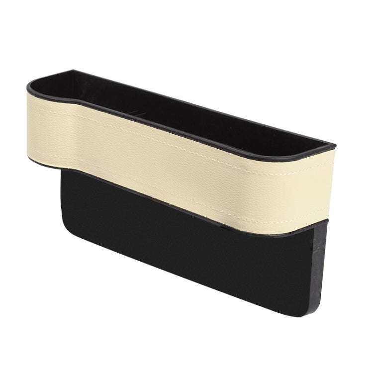 Car Seat Gap Interior PU Leather Storage Box Water Cup Holder(Principal Driver Beige)
