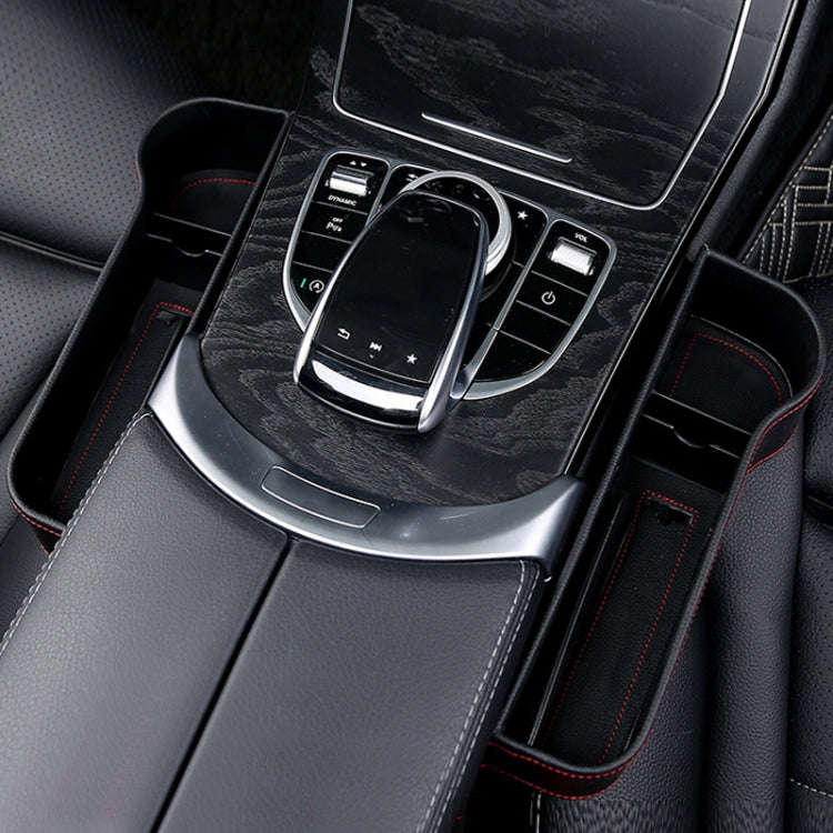 Car Seat Gap Interior PU Leather Storage Box Water Cup Holder(Principal Driver Black)