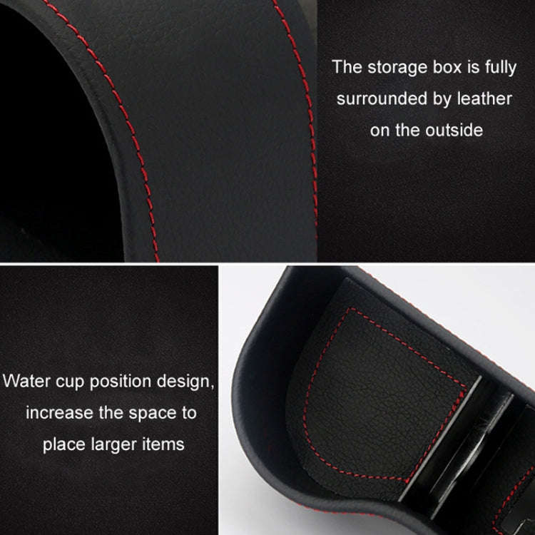 Car Seat Gap Interior PU Leather Storage Box Water Cup Holder(Principal Driver Red)