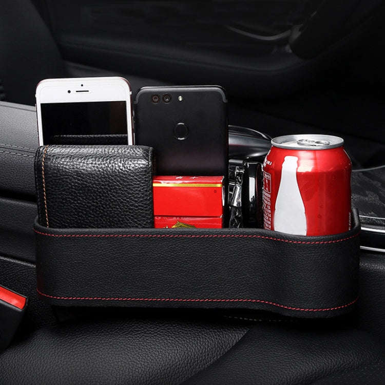 Car Seat Gap Interior PU Leather Storage Box Water Cup Holder(Principal Driver Red)