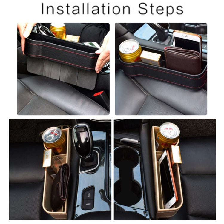 Car Seat Gap Interior PU Leather Storage Box Water Cup Holder(Principal Driver Black)