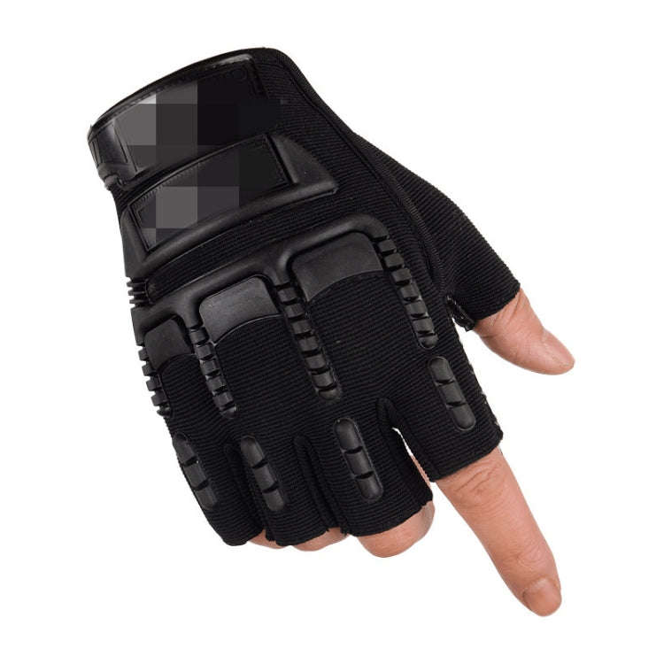 M Outdoor Riding Balance Wheel Skating Military Training Children Half-Finger Gloves(Black)