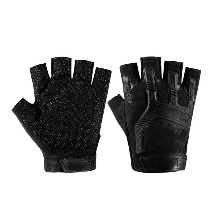 Free Code Outdoor Sports Non-slip Silicone Protective Half-finger Gloves(Black)