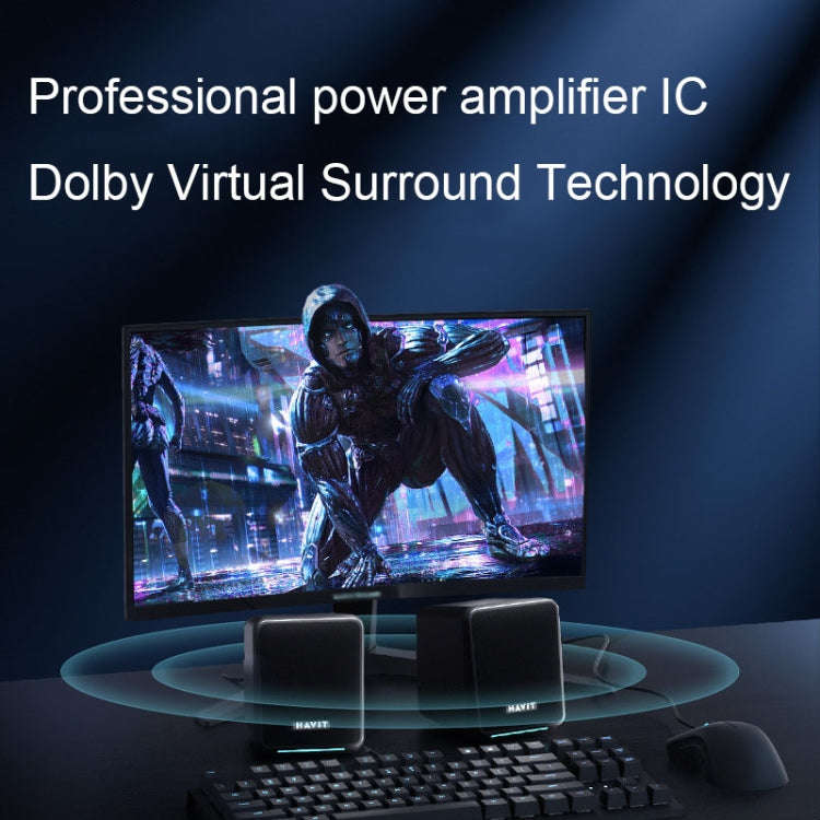Havit A20 Plus Colorful Ambient Light Wired Computer Audio Stereo Surround Sound Speaker, Style: ...