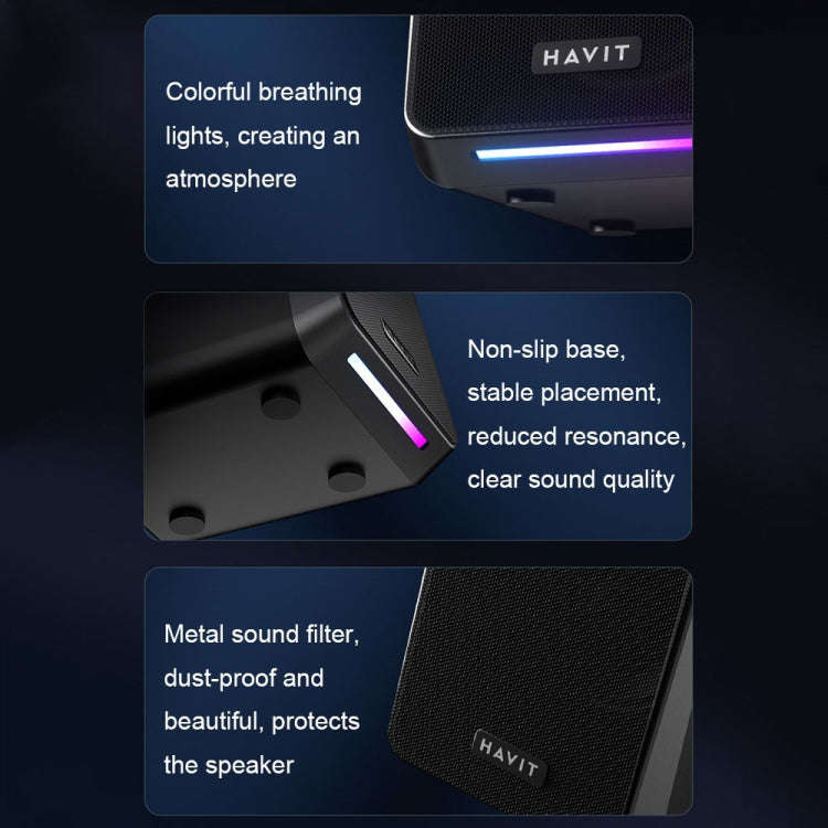 Havit A20 Plus Colorful Ambient Light Wired Computer Audio Stereo Surround Sound Speaker, Style: ...
