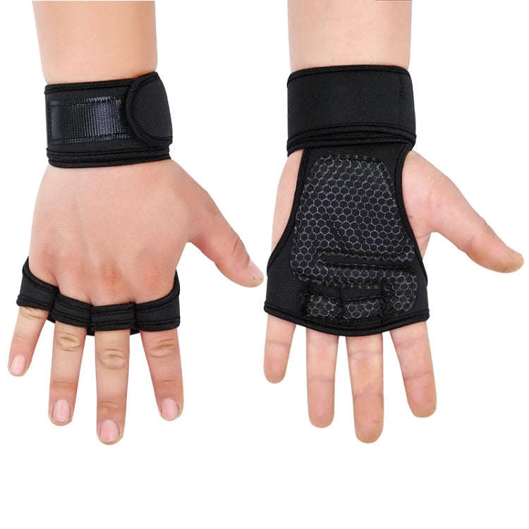 M Weightlifting Dumbbell Horizontal Bar Anti-cocoon Anti-slip Wrist Fitness Four-finger Gloves(Bl...