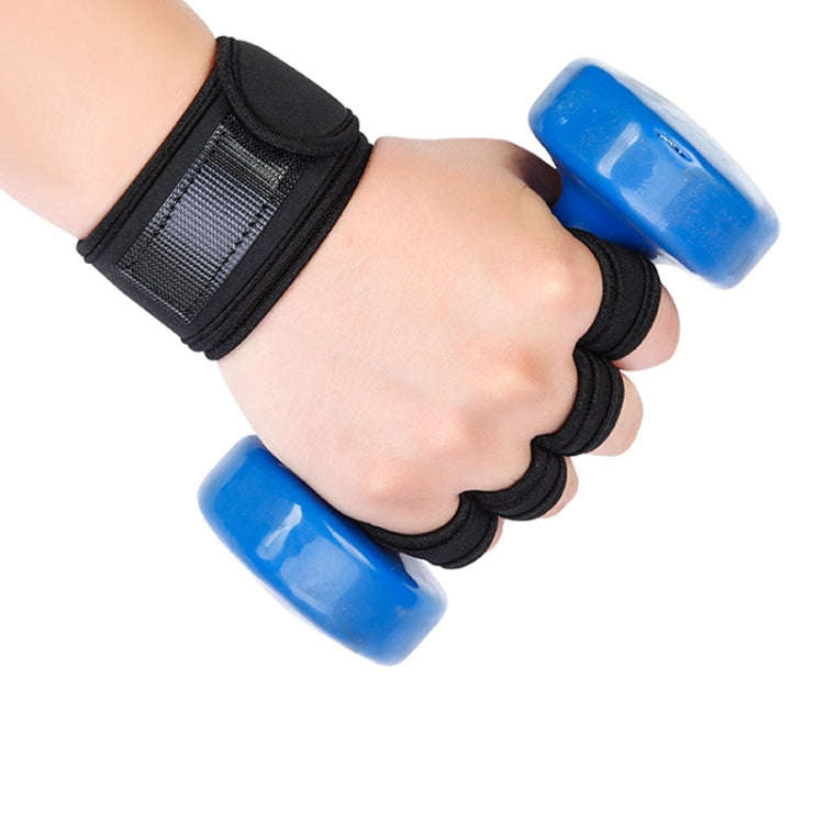M Weightlifting Dumbbell Horizontal Bar Anti-cocoon Anti-slip Wrist Fitness Four-finger Gloves(Bl...