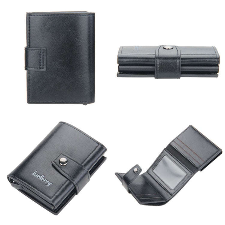 Baellerry RFID Anti-Theft Automatic Pop-Up Card Wallet Buckle Metal Aluminum Shell Card Holder(Bl...
