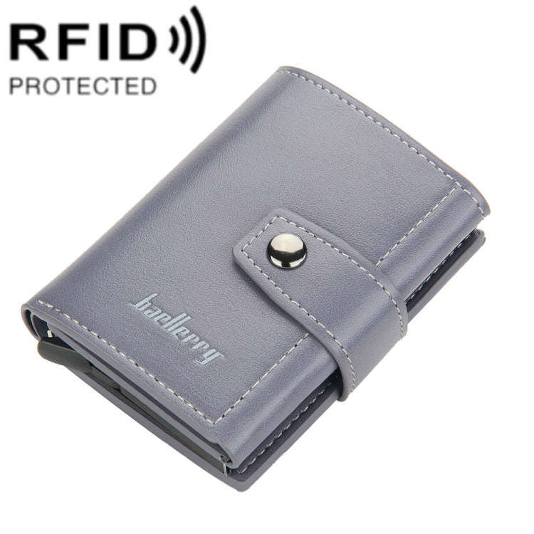 Baellerry RFID Anti-Theft Automatic Pop-Up Card Wallet Buckle Metal Aluminum Shell Card Holder(Grey)