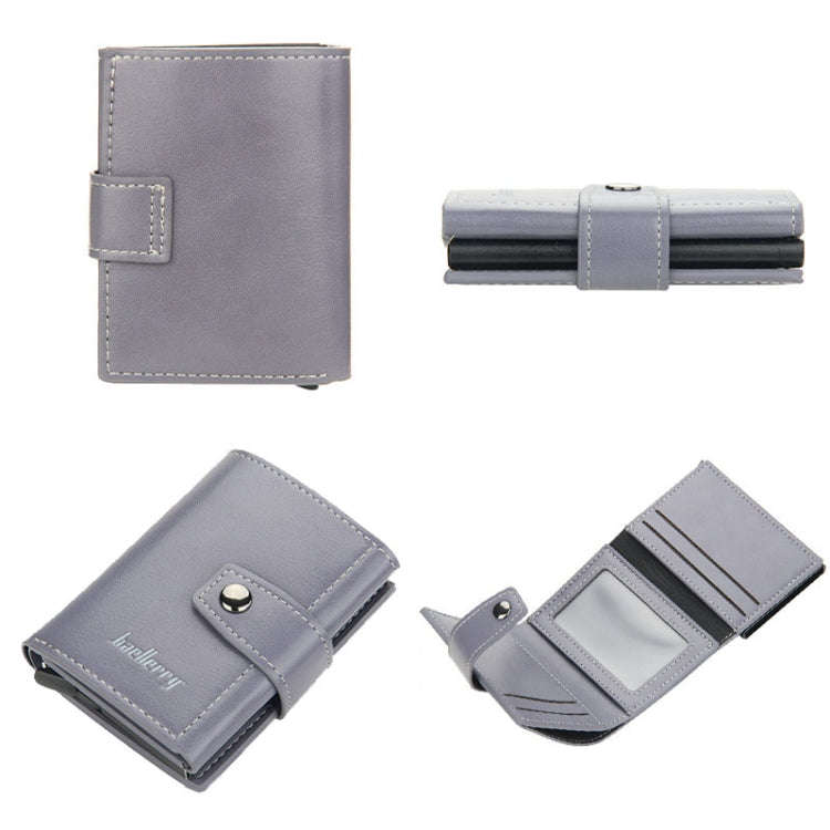 Baellerry RFID Anti-Theft Automatic Pop-Up Card Wallet Buckle Metal Aluminum Shell Card Holder(Grey)