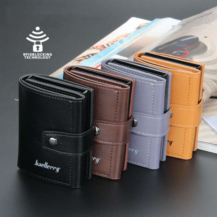 Baellerry RFID Anti-Theft Automatic Pop-Up Card Wallet Buckle Metal Aluminum Shell Card Holder(Bl...