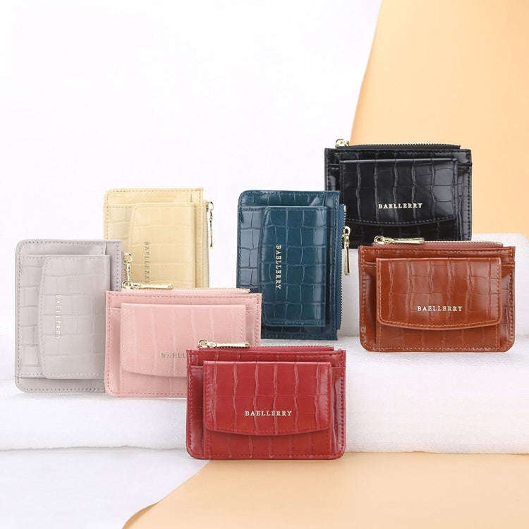 Baellerry Crocodile Pattern Multifunctional Card Holder Small Zipper Coin Purse(Red)