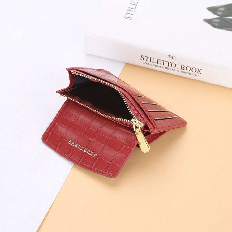 Baellerry Crocodile Pattern Multifunctional Card Holder Small Zipper Coin Purse(Grey)