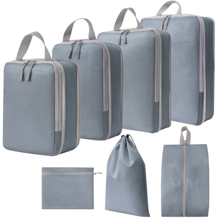7 In 1  Compression Packing Cubes Expandable Travel Bags Luggage Organizer(Gray)