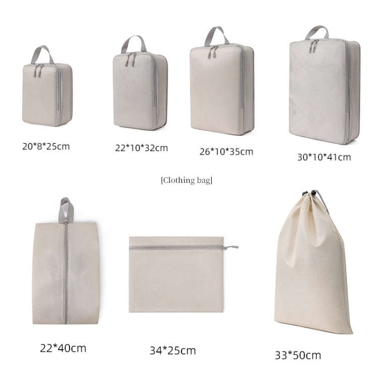 7 In 1  Compression Packing Cubes Expandable Travel Bags Luggage Organizer(Beige)