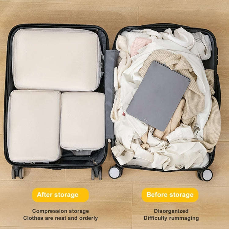7 In 1  Compression Packing Cubes Expandable Travel Bags Luggage Organizer(Beige)