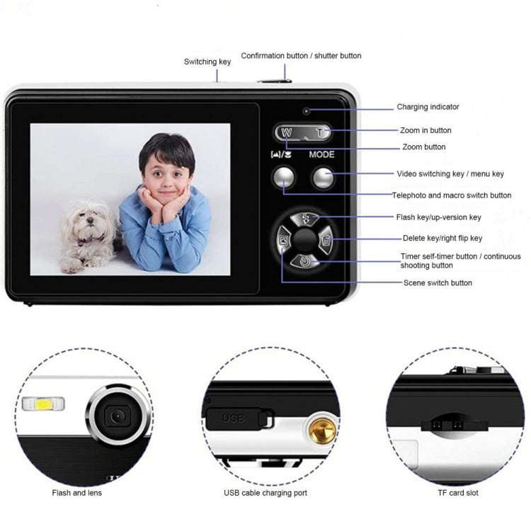 2.4 Inch IPS Screen 40 Million Pixel Digital Camera 16X Digital Zoom Video Macro Portable Camera(...
