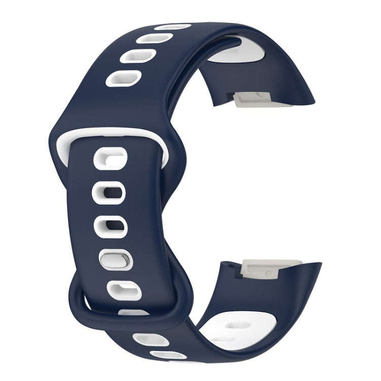 For Fitbit Charge 5 Smart Watch Sports Waterproof Two-Color Silicone Band(Blue White)