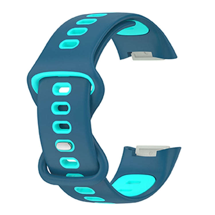 For Fitbit Charge 5 Smart Watch Sports Waterproof Two-Color Silicone Band(Blue Water Duck)