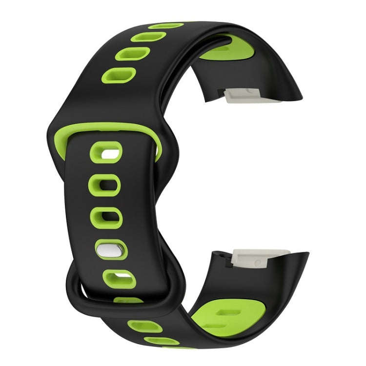 For Fitbit Charge 5 Smart Watch Sports Waterproof Two-Color Silicone Band(Black Green)
