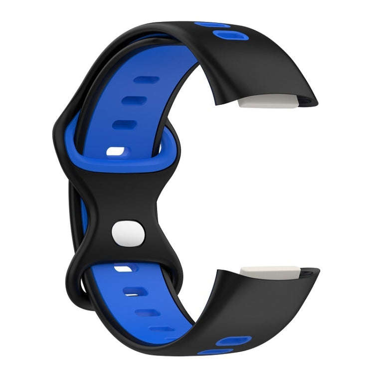 For Fitbit Charge 5 Smart Watch Sports Waterproof Two-Color Silicone Band(Black Blue)
