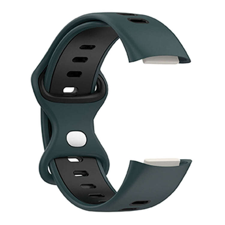 For Fitbit Charge 5 Smart Watch Sports Waterproof Two-Color Silicone Band(Olive Green Black)