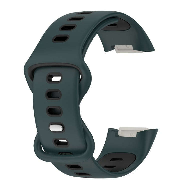 For Fitbit Charge 5 Smart Watch Sports Waterproof Two-Color Silicone Band(Olive Green Black)