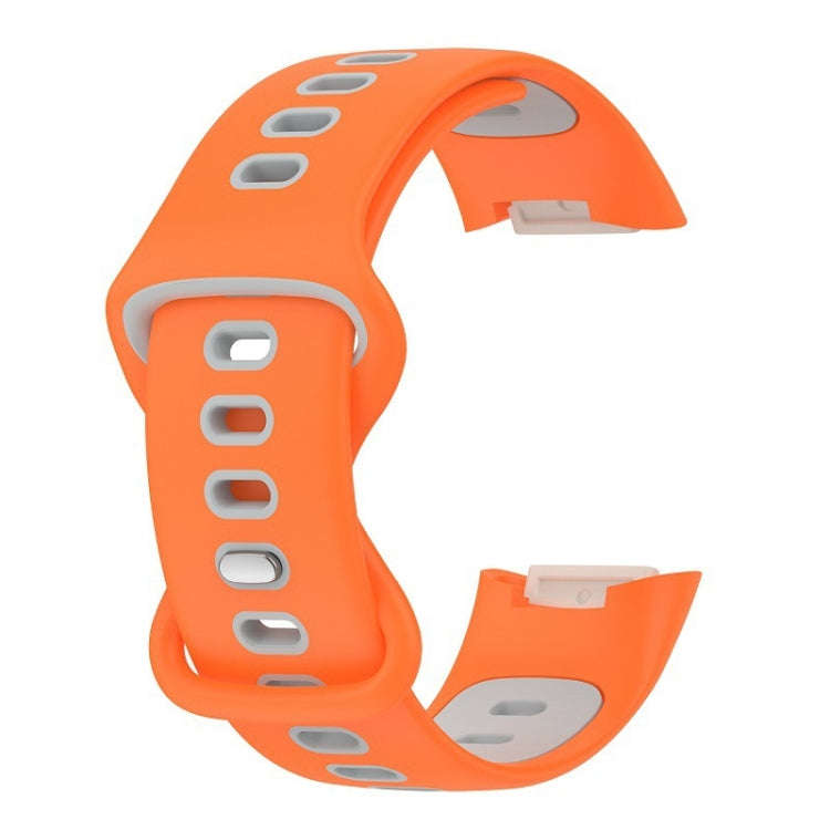 For Fitbit Charge 5 Smart Watch Sports Waterproof Two-Color Silicone Band(Orange Gray)
